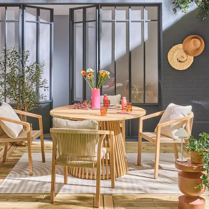 Mesa de comedor interior/exterior madera de acacia de 4 plazas - Conjuntos mesa y sillas de jardín