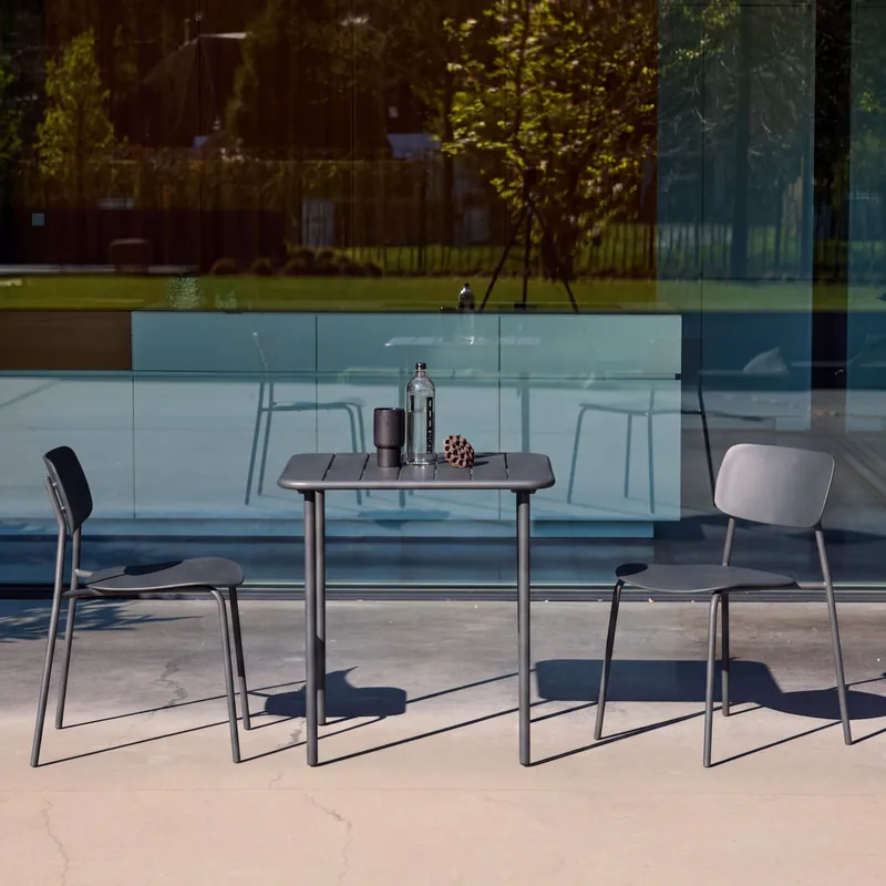 Set mesa de jardín bistró de metal con 2 sillas - Conjuntos mesa y sillas de jardín
