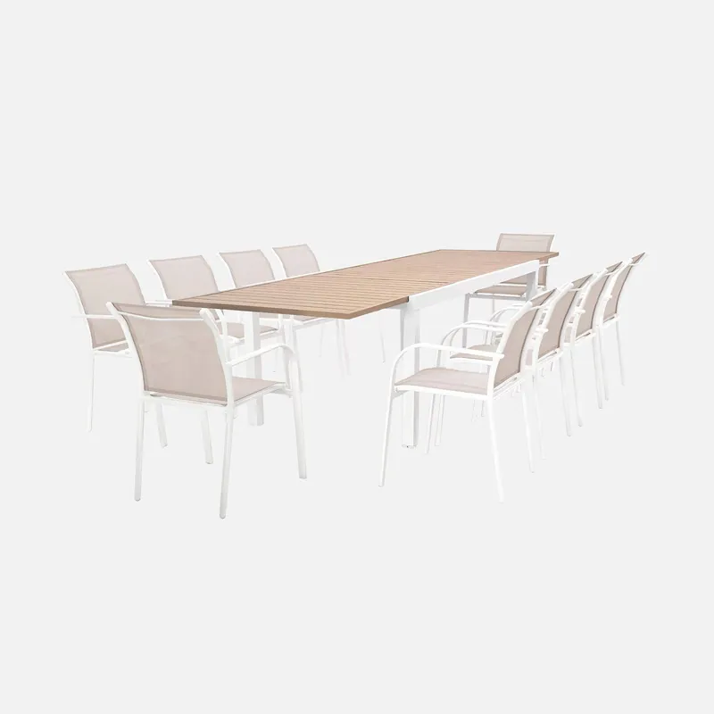 Conjunto mesa de jardín extensible de aluminio con 10 sillas - Conjuntos mesa y sillas de jardín