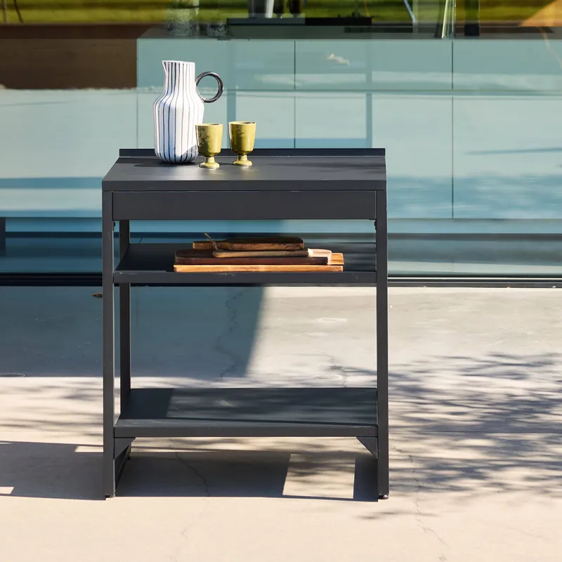 Módulo cocina exterior de acero 2 estante, L80cm - Cocinas de exterior