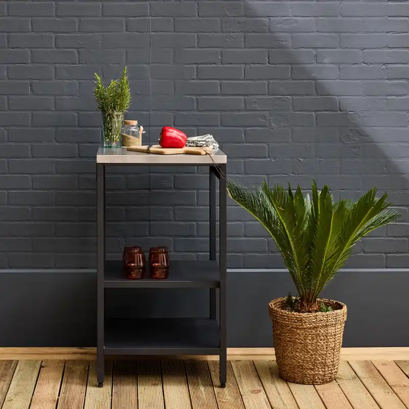Módulo cocina exterior de acero con 2 estantes, 49cm - Cocinas de exterior