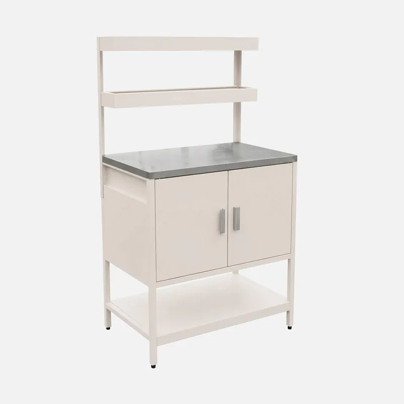 Módulo cocina exterior de acero con 2 estanterías colgantes y 2 puertas, 80cm - Cocinas de exterior
