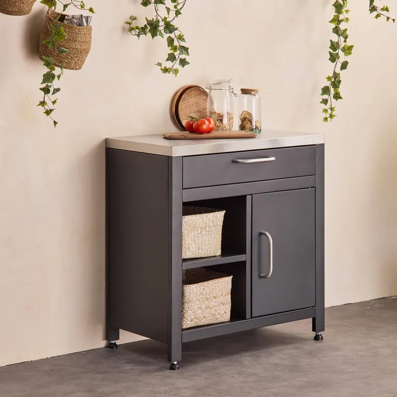 Módulo cocina exterior de acero 1 cajón y 1 puerta, 80cm - Cocinas de exterior