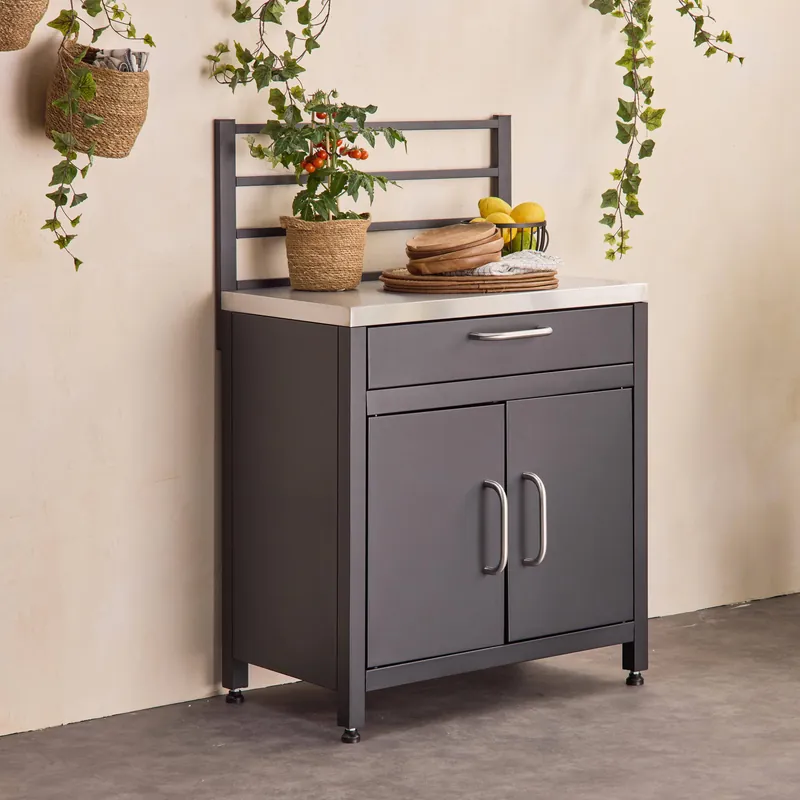 Módulo cocina exterior de acero 1 cajón y 2 puertas, 80cm - Cocinas de exterior