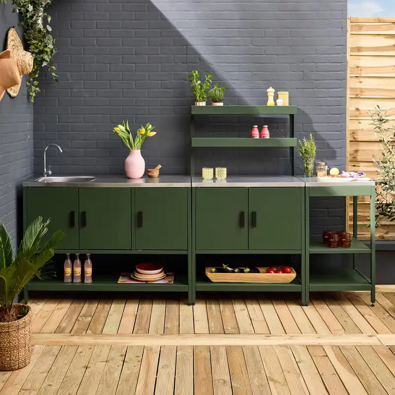 Cocina exterior de 3 módulos de acero inoxidable - Cocinas de exterior