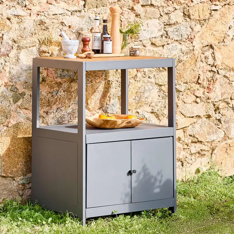 Cocina exterior de aluminio y polywood con 2 puertas - Cocinas de exterior