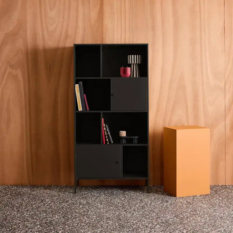 Aparador, mueble de almacenamiento industrial de metal con 8 compartimentos - Aparadores de salón
