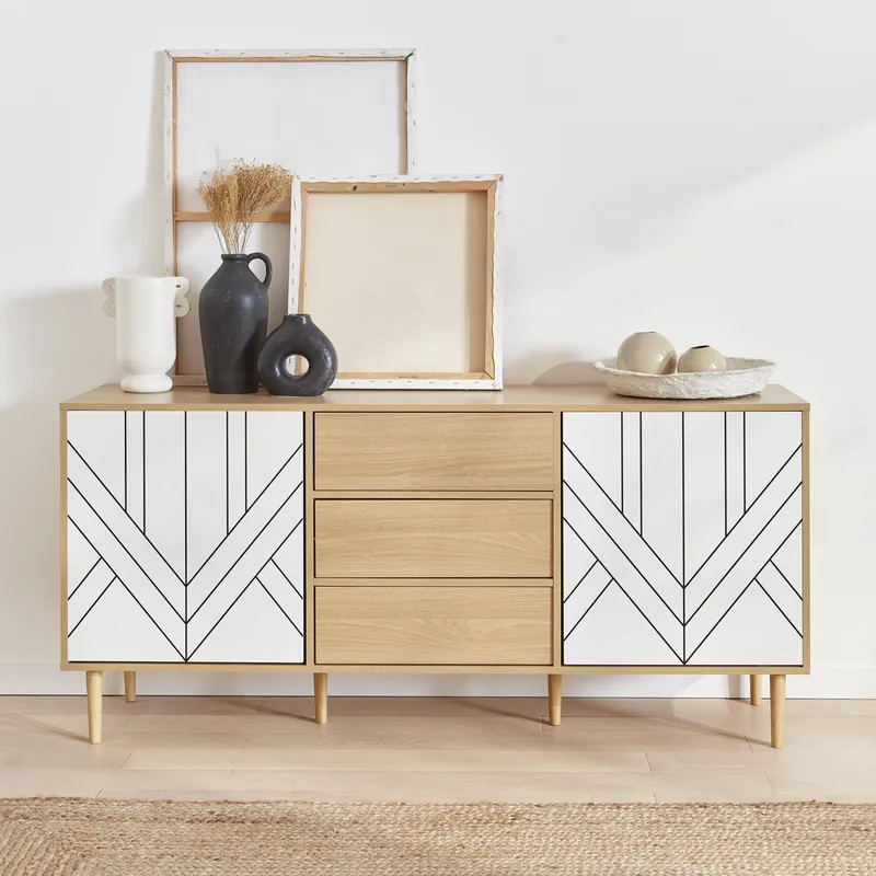 Aparador de efecto madera con 2 puertas, 160cm - Aparadores de salón