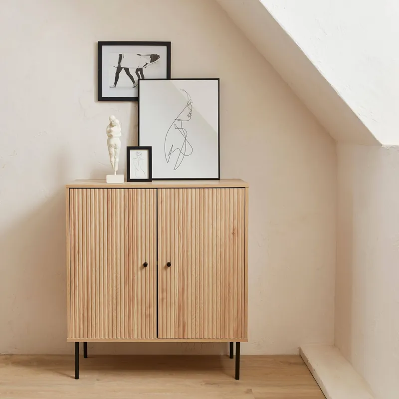 Aparador con efecto madera de 2 puertas, 83.5cm - Aparadores de salón
