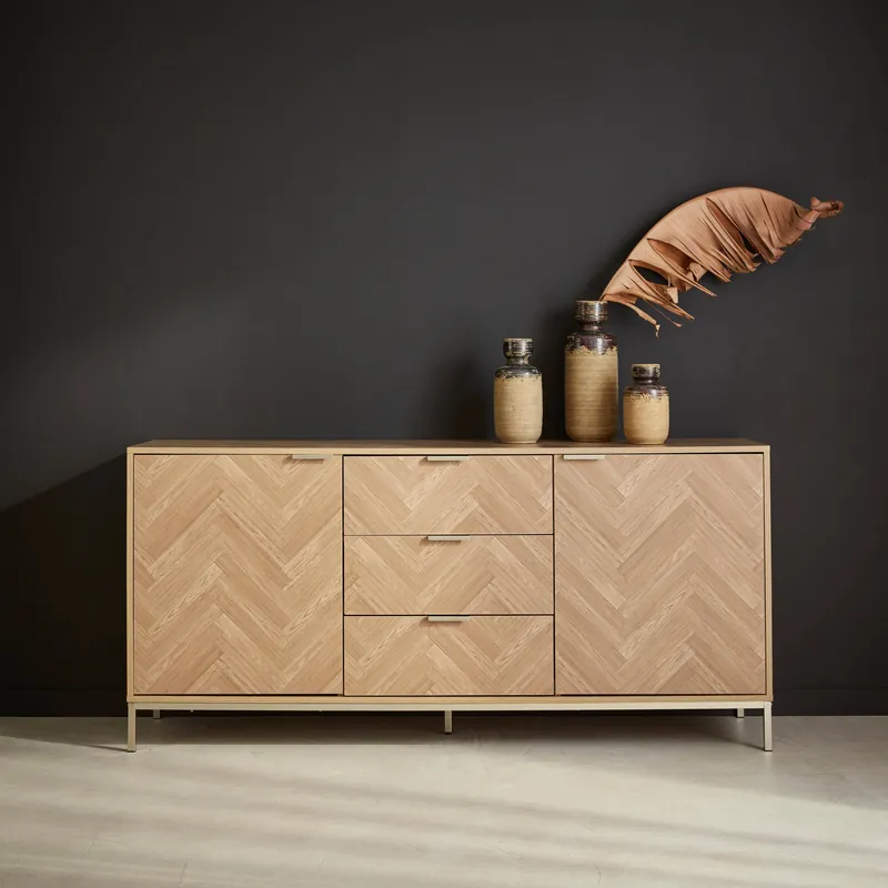 Aparador con efecto espiga de 2 puertas, 160cm - Aparadores de salón