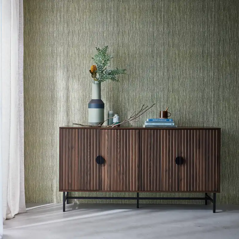 Aparador con efecto madera de 4 puertas, 157.5cm - Aparadores de salón