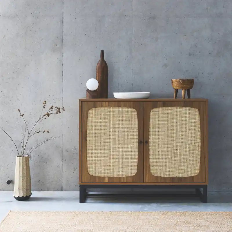 Aparador 2 puertas caña y madera, 100cm - Aparadores de salón