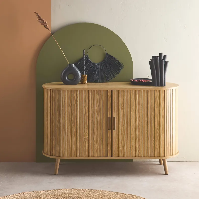 Aparador escandinavo con 2 puertas correderas, 120cm - Aparadores de salón