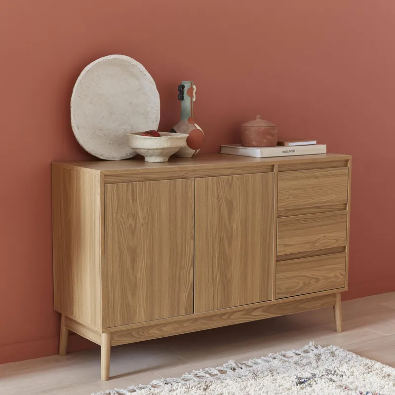 Aparador de efecto madera con 2 puertas, 120cm - Aparadores de salón