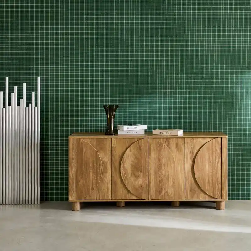 Aparador efecto madera con 4 puertas, 155cm - Aparadores de salón