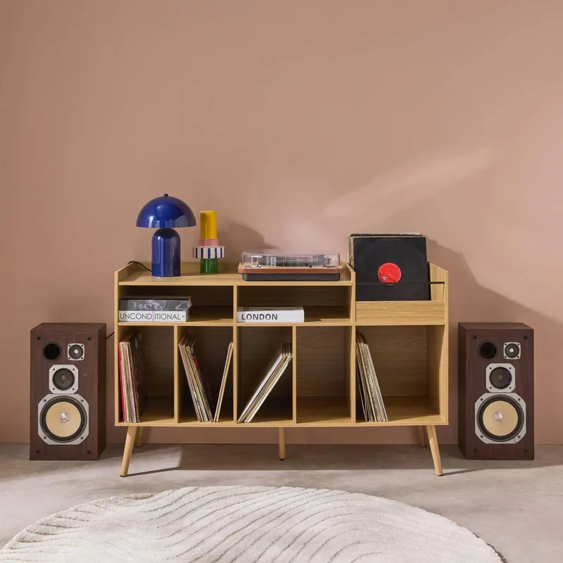 Mueble de vinilos XL estilo escandinavo, 130cm - Aparadores de salón
