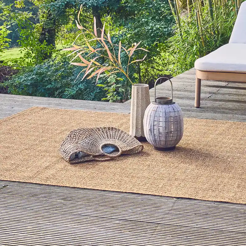 Alfombra interior/exterior efecto yute color natural - Alfombras