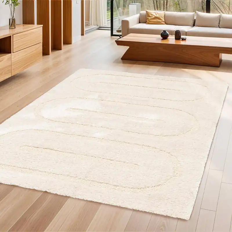 Alfombra interior con motivos geométricos crema - Alfombras