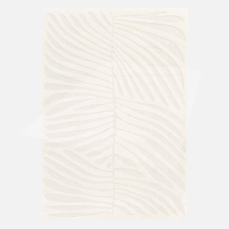 Alfombra interior shaggy con motivo vegetal beige - Alfombras