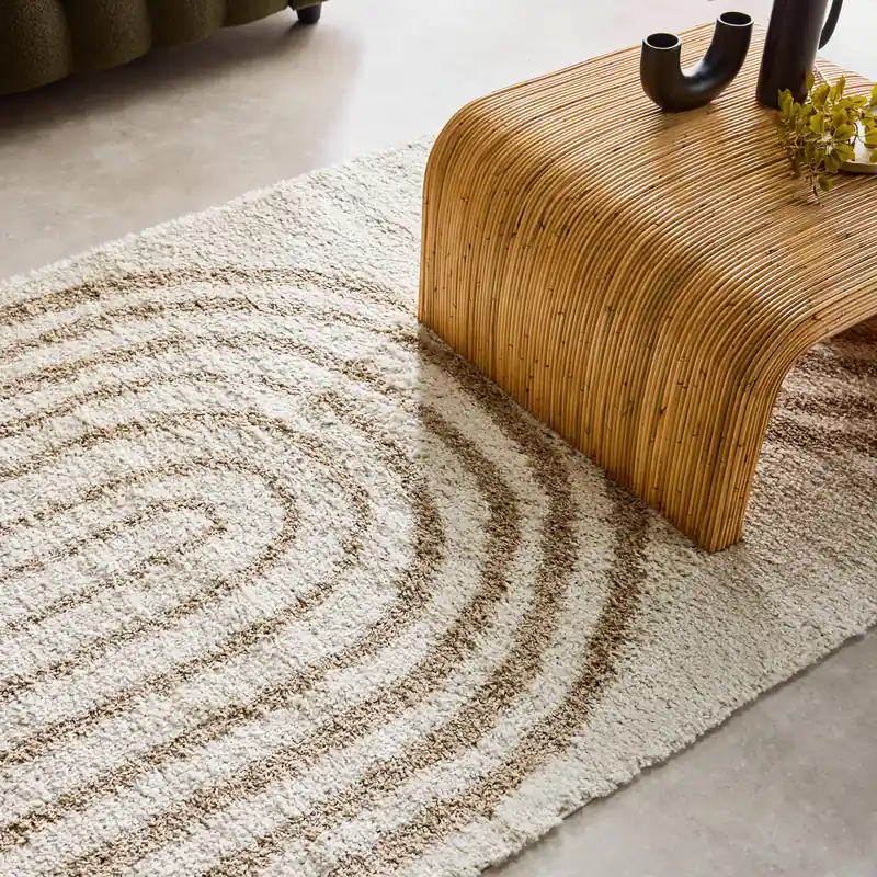 Alfombra interior shaggy con diseños geométricos arco iris beige - Alfombras