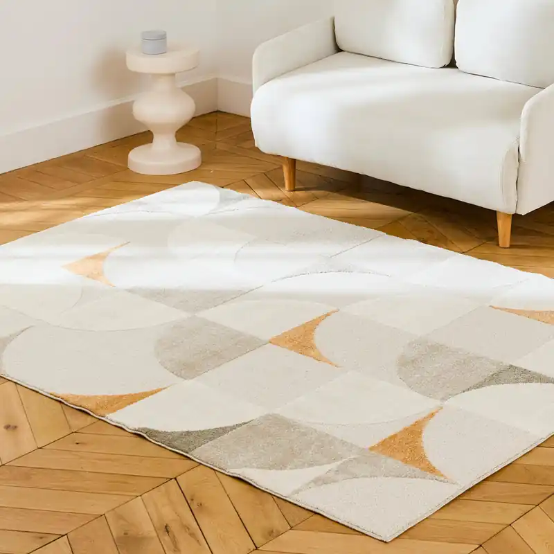 Alfombra interior con motivos retro en color crema - Alfombras