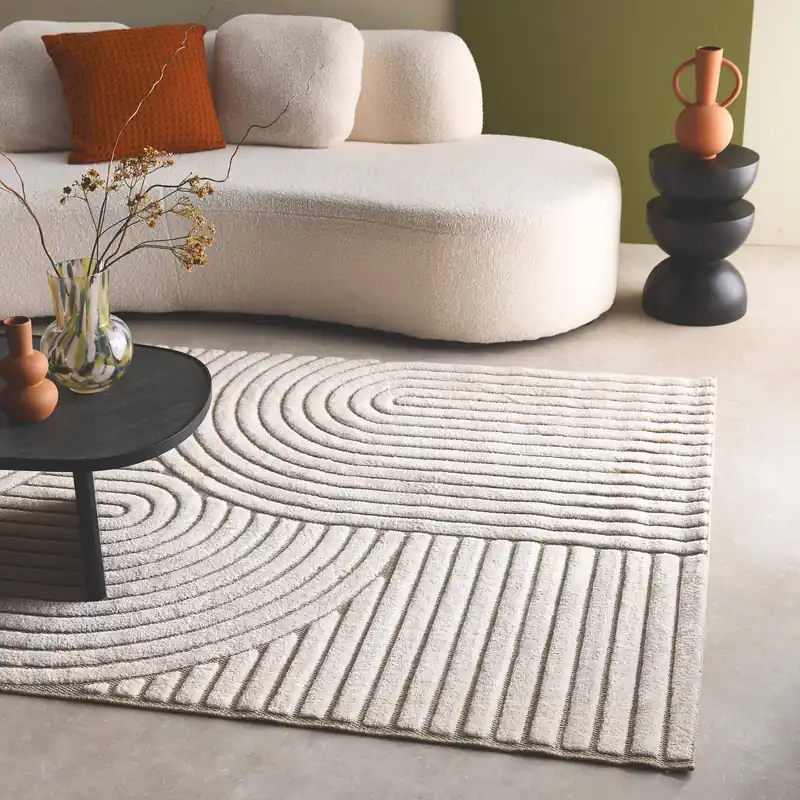 Alfombra interior motivo étnico arcos beige y crema - Alfombras
