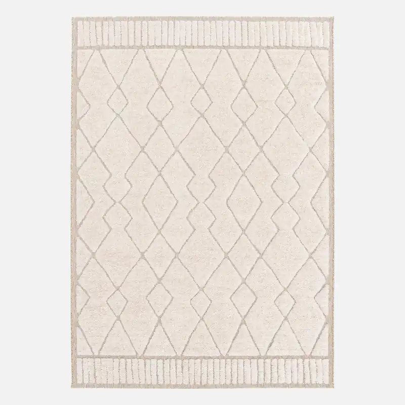 Alfombra interior con motivo étnico bereber, beige y crema - Alfombras