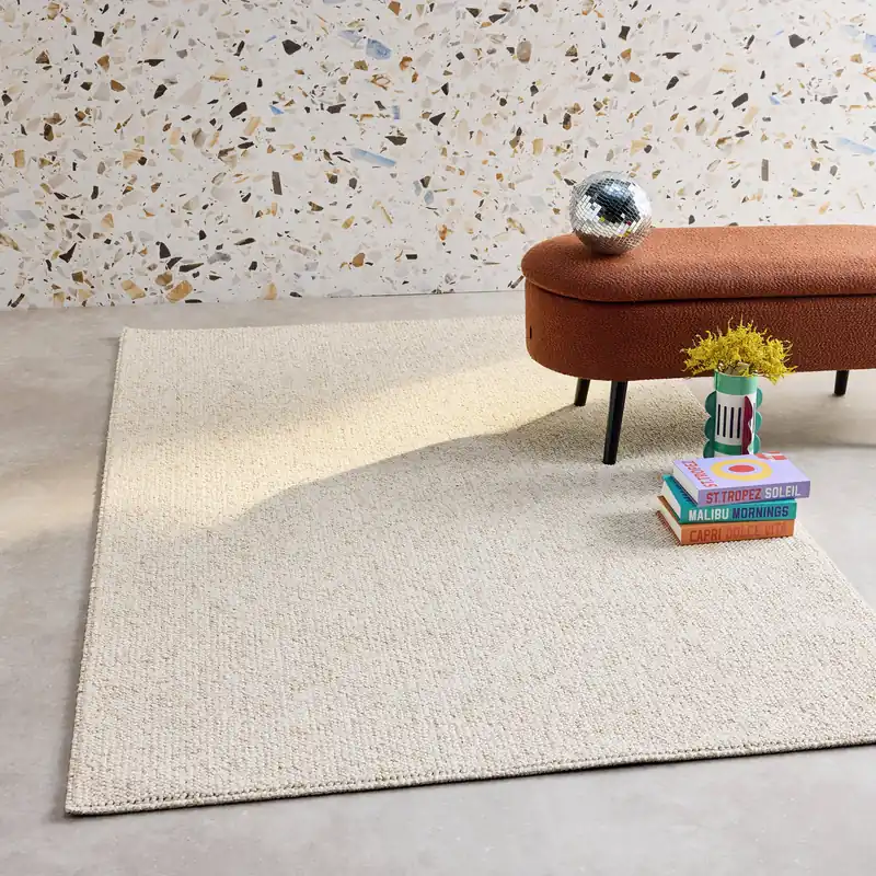 Alfombra interior borreguito crema efecto jaspeado - Alfombras