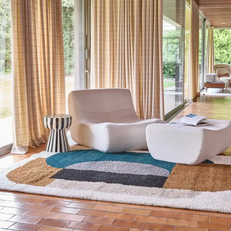 Alfombra interior shaggy con motivos geométricos multicolor - Alfombras