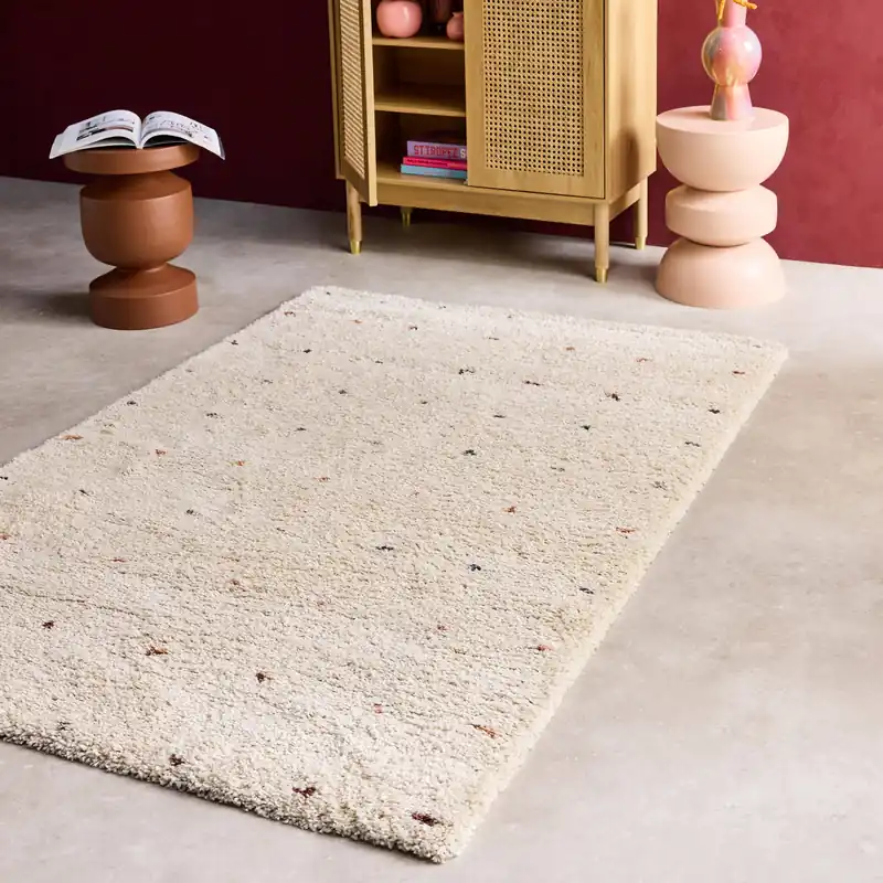 Alfombra infantil de lunares, alfombra interior crema y multicolor - Alfombras