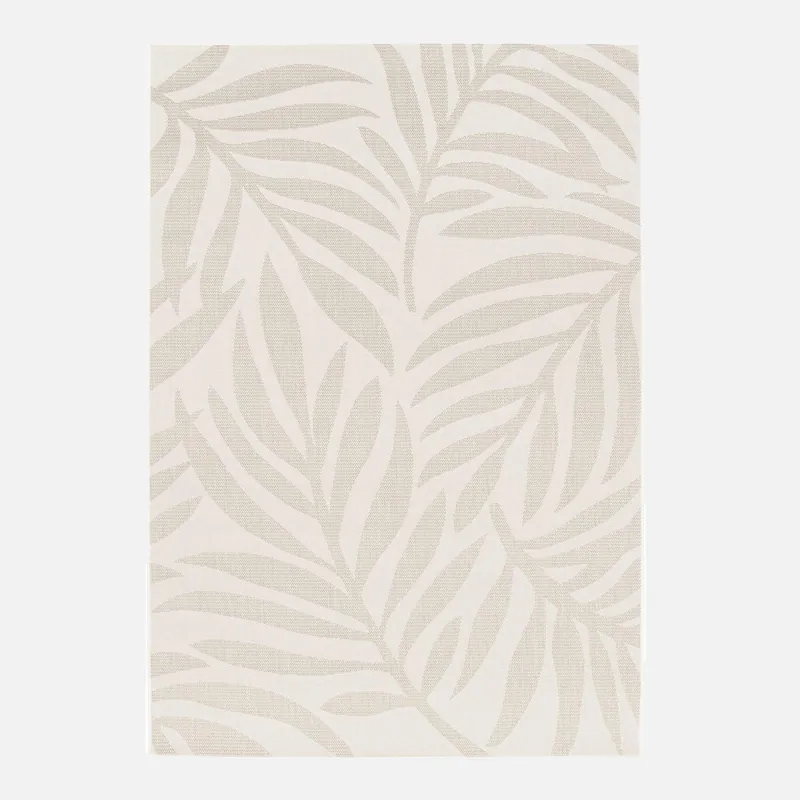 Alfombra interior/exterior motivo vegetal beige poliéster reciclado - Alfombras