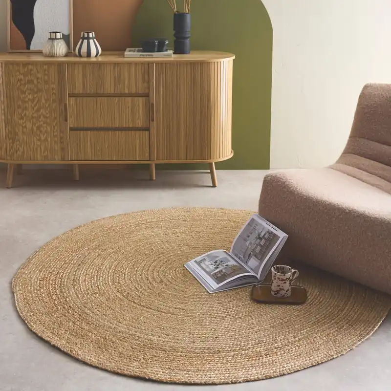 Tapete redondo de yute, natural - Alfombras