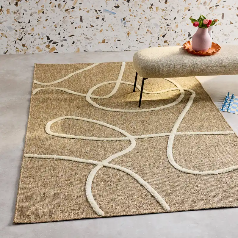 Alfombra interior efecto yute en relieve blanco - Alfombras