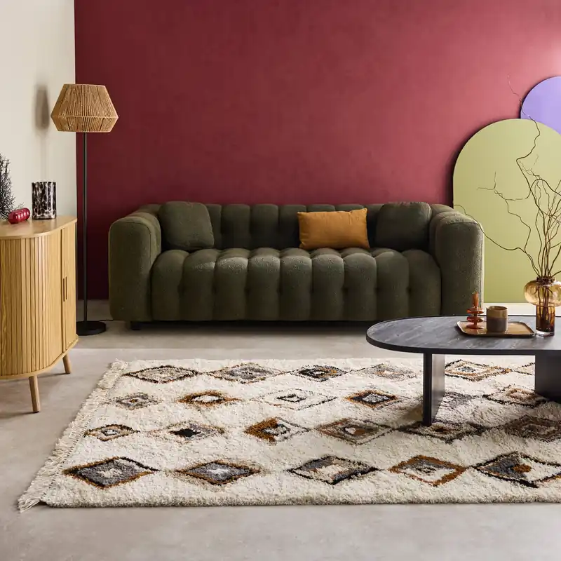 Alfombra interior con motivos étnicos beige - Alfombras