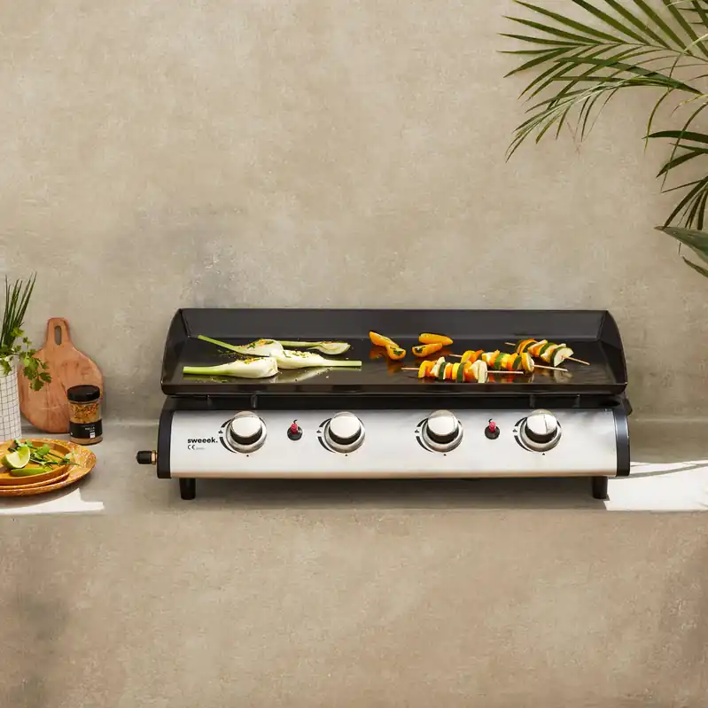 Plancha de gas con 4 quemadores de acero inoxidable,10kW - Planchas de gas