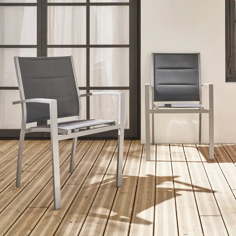 Silla de jardín apilable de aluminio, set de 2 - Sillas de jardín