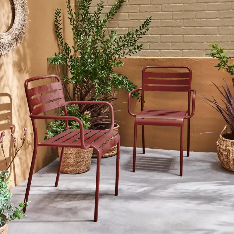 Sillón de jardín bistró de acero, set de 2 - Sillas de jardín