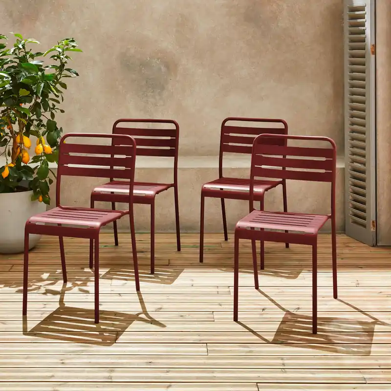 Silla de jardín bistró de acero, set de 4 - Sillas de jardín