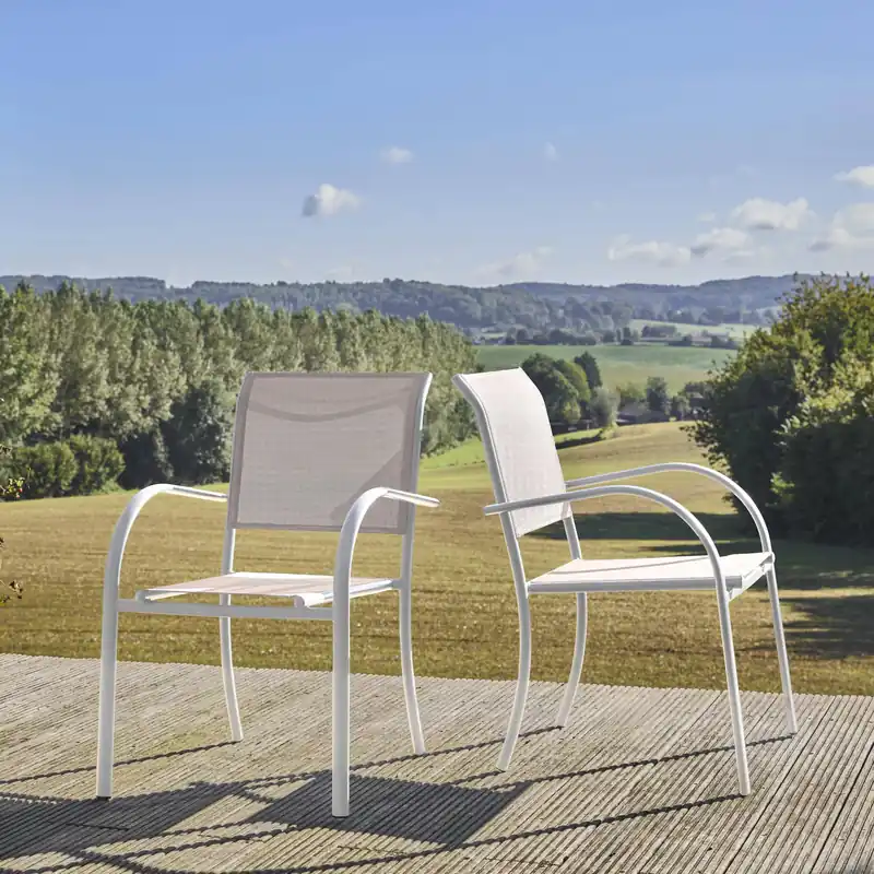 Silla de jardín de aluminio y textileno, set de 2 - Sillas de jardín