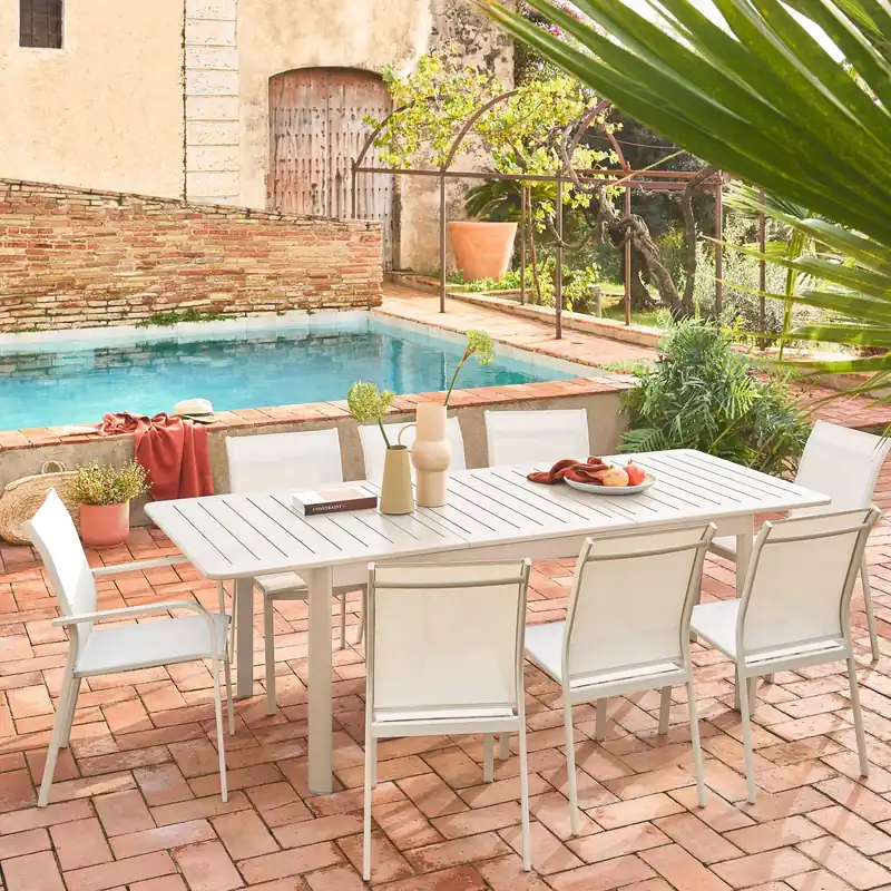 Silla de jardín apilable de aluminio y textilene, set de 2 - Sillas de jardín