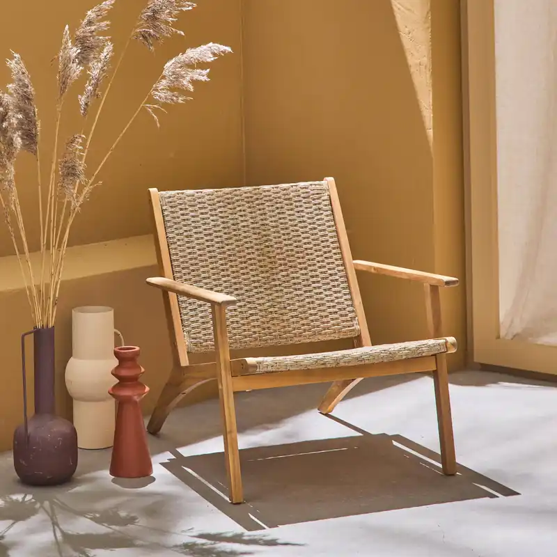 Sillón relax de madera de acacia y resina - Sillas de jardín