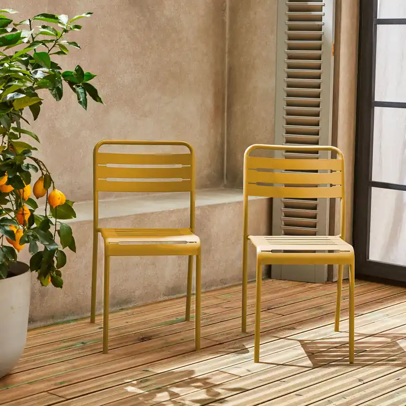 Silla de jardín bistró de acero, set de 2 - Sillas de jardín