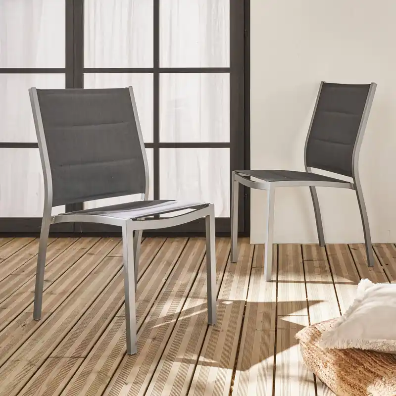 Silla de jardín apilable de aluminio, set de 2 - Sillas de jardín
