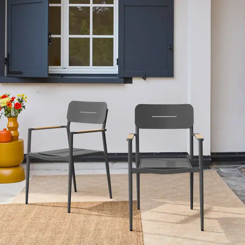 Sillón de jardín de aluminio y textileno, set 2 - Sillas de jardín