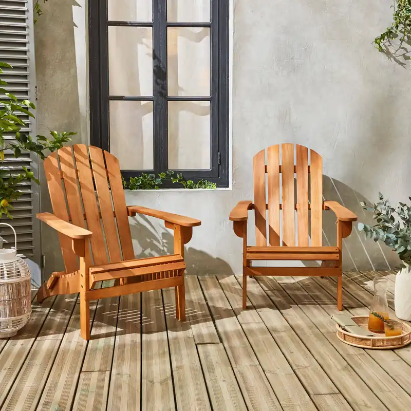 Sillón de jardín de madera, set de 2 - Sillas de jardín