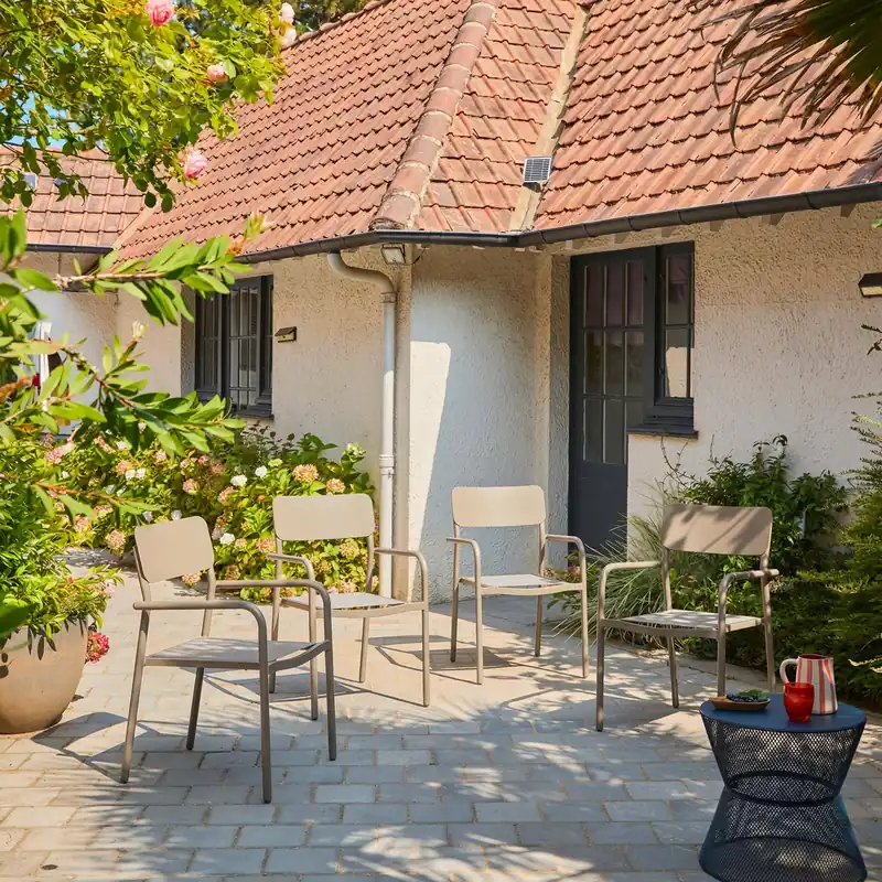 Silla de jardín apilable de aluminio, set de 4 - Sillas de jardín