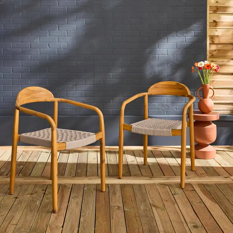 Sillon de madera de acacia, set de 2 - Sillas de jardín