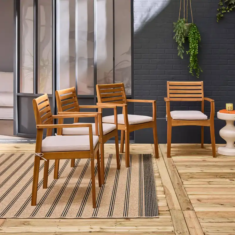 Sillones de jardín de madera de acacia. set de 4 - Sillas de jardín