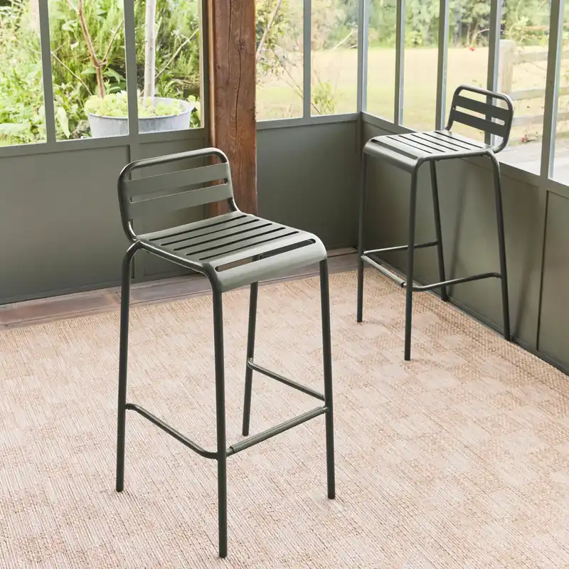 Trona de jardín de acero, set de 2 - Sillas de jardín