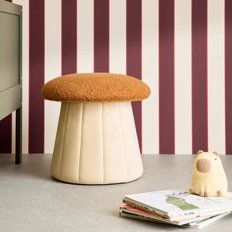 Puff champiñón infantil con almacenamiento teddy y terciopelo - Mesas, sillas y taburetes infantiles